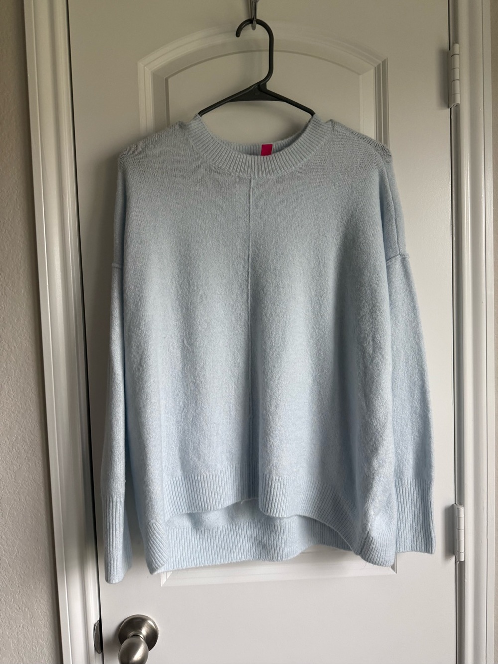 Vince Camuto Light Blue Ribbed Hem Crewneck Sweater